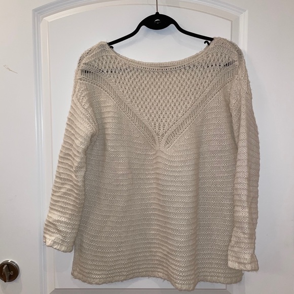 Knit cable knit sweater in ecru colour Long sleeve - Picture 2 of 4